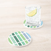 Groene en blauwe strepen zandsteen onderzetter (Zijkant)