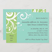 Groene en Blauwe Swirl Corporate Party Uitnodiging (Voorkant / Achterkant)