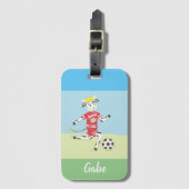 Groene en blauwe tinten | koe cartoon voetbal | KI Bagagelabel (Voorkant (verticaal))