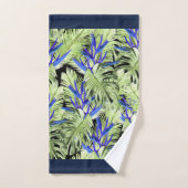 Groene en blauwe tropische planten bad handdoek (Handdoek)