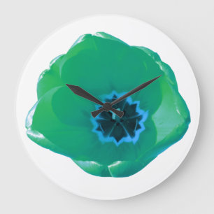 Groene en blauwe tulp wandklok