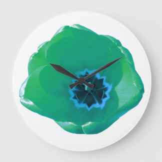 Groene en blauwe tulp wandklok
