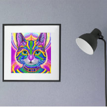Groene en Blauwe Unieke Mystieke Kitty Kat
