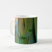 Groene en blauwe veren koffiemok (Voorkant links)