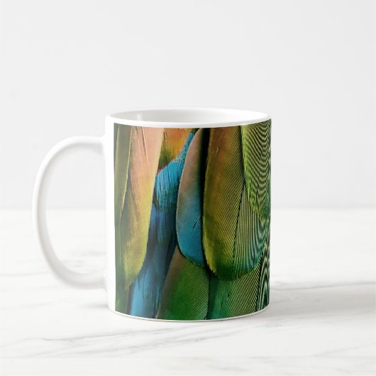 Groene en blauwe veren koffiemok (Links)