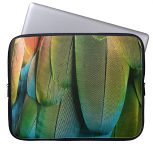 Groene en blauwe veren laptop sleeve