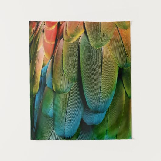 Groene en blauwe veren wandkleed (Voorkant)