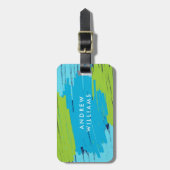 Groene en Blauwe Vibrant Moderne Slagen Bagagelabel (Voorkant verticaal)