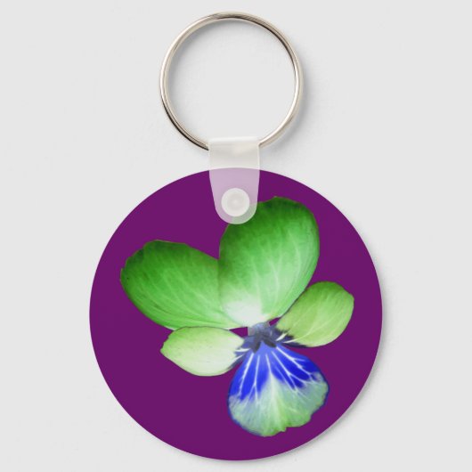 Groene en Blauwe Viooltjessleutelhanger Sleutelhanger (Voorkant)