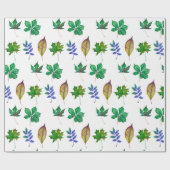 Groene en Blauwe Waterverf bladeren Cadeaupapier (Vlak)