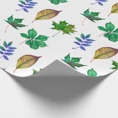 Groene en Blauwe Waterverf bladeren Cadeaupapier (Hoek)