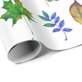 Groene en Blauwe Waterverf bladeren Cadeaupapier (Rol Hoek)