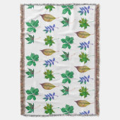 Groene en Blauwe Waterverf bladeren Deken (Voorkant Verticaal)