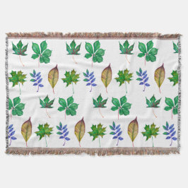 Groene en Blauwe Waterverf bladeren Deken