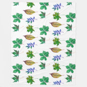Groene en Blauwe Waterverf bladeren Fleece Deken (Voorkant)