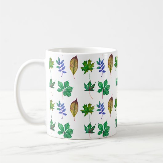 Groene en Blauwe Waterverf bladeren Koffiemok (Links)