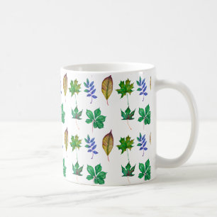 Groene en Blauwe Waterverf bladeren Koffiemok