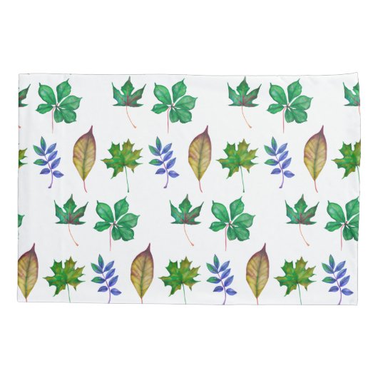 Groene en Blauwe Waterverf bladeren Kussensloop (Achterkant)