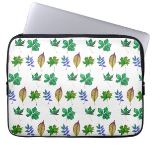 Groene en Blauwe Waterverf bladeren Laptop Sleeve