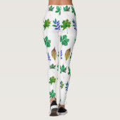 Groene en Blauwe Waterverf bladeren Leggings (Achterkant)