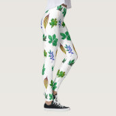 Groene en Blauwe Waterverf bladeren Leggings (Rechts)