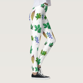 Groene en Blauwe Waterverf bladeren Leggings