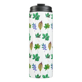 Groene en Blauwe Waterverf bladeren Thermosbeker