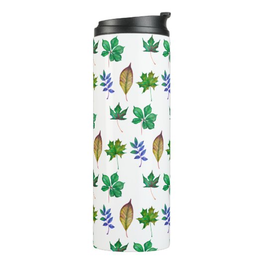 Groene en Blauwe Waterverf bladeren Thermosbeker (Gedraaid links)