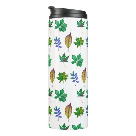 Groene en Blauwe Waterverf bladeren Thermosbeker (Geroteerd rechts)