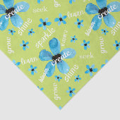 Groene en blauwe waterverf bloemen met Affirmaties Tissuepapier (Detail)