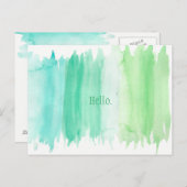 Groene en blauwe Waterverf Hallo Briefkaart (Voorkant / Achterkant)