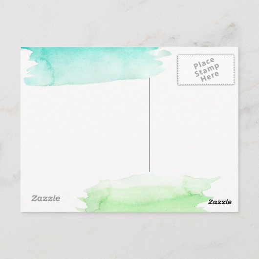 Groene en blauwe Waterverf Hallo Briefkaart (Achterkant)