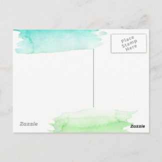 Groene en blauwe Waterverf Hallo Briefkaart