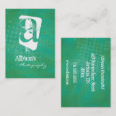 Groene en Blauwgroen achtergrondmonogram Visitekaa Visitekaartje (Voorkant / Achterkant)