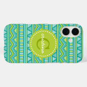 Groene en Blauwgroen Azteekse Chevron Custom Monog Case-Mate iPhone Case (Achterkant (horizontaal))