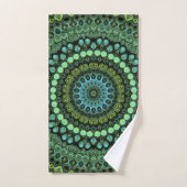 Groene en Blauwgroen Kaleidoscoop Mandala Patroon Bad Handdoek (Handdoek)
