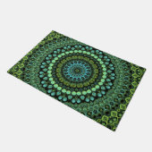 Groene en Blauwgroen Kaleidoscoop Mandala Patroon Deurmat (Schuin)
