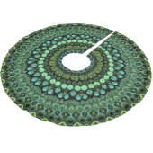 Groene en Blauwgroen Kaleidoscoop Mandala Patroon Kerstboom Rok (Gekanteld)