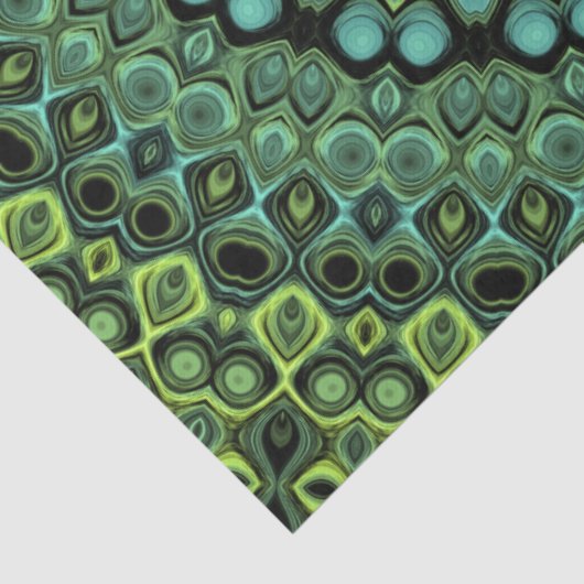 Groene en Blauwgroen Kaleidoscoop Mandala Patroon Tissuepapier (Detail)