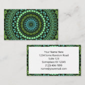 Groene en Blauwgroen Kaleidoscoop Mandala Patroon Visitekaartje (Voorkant / Achterkant)