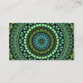 Groene en Blauwgroen Kaleidoscoop Mandala Patroon Visitekaartje (Voorkant)