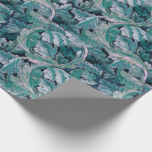 Groene en Blauwgroen Morris Leaves Cadeaupapier (Hoek)