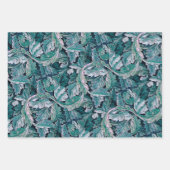 Groene en Blauwgroen Morris Leaves Inpakpapier Vel (Voorkant 2)