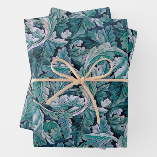 Groene en Blauwgroen Morris Leaves Inpakpapier Vel (In situ)