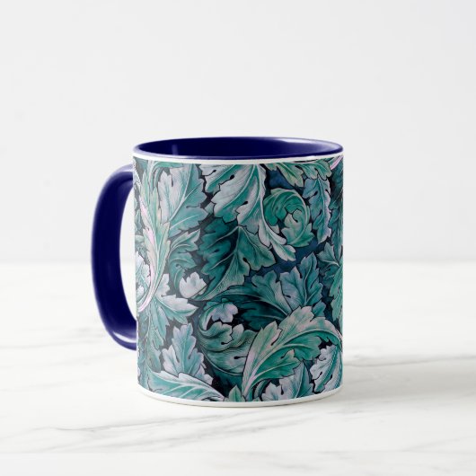 Groene en Blauwgroen Morris Leaves Mok (Voorkant links)