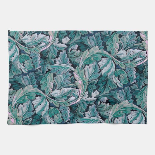 Groene en Blauwgroen Morris Leaves Theedoek (Horizontaal)