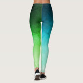 Groene en Blauwgroen Ombré Spandex-Leggings Leggings (Achterkant)