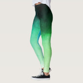Groene en Blauwgroen Ombré Spandex-Leggings Leggings (Links)