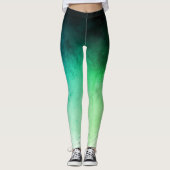 Groene en Blauwgroen Ombré Spandex-Leggings Leggings (Voorkant)