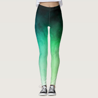 Groene en Blauwgroen Ombré Spandex-Leggings Leggings
